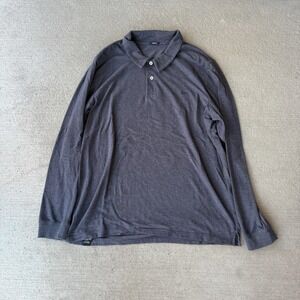 Denham The Jeanmaker Polo Shirt Men's XXL Charcoal Gray Long Sleeve